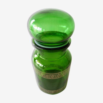Vintage Emerald glass apothecary jar