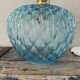 Suspension vintage bleue turquoise en verre ciselé électrifiée à neuf