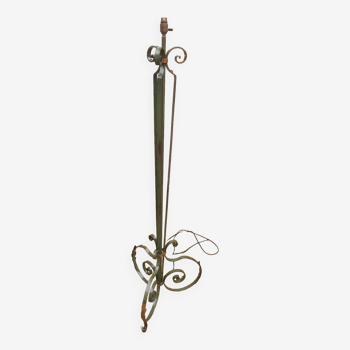 Art Deco Floor Lamp Year 30 In Wrought Iron Monogrammed EM.