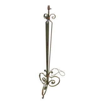 Art Deco Floor Lamp Year 30 In Wrought Iron Monogrammed EM.