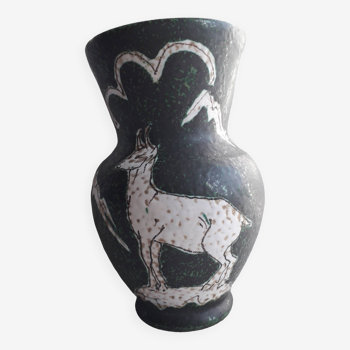 Vintage vase with alpine decor signed Italy
