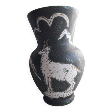 Vintage vase with Alpine decor signed Italy.