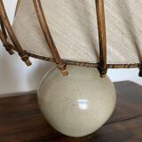 Stoneware lamp - rattan shade
