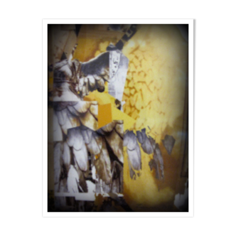 Digital collage photo on the theme of the guardian angel sold framed under glass