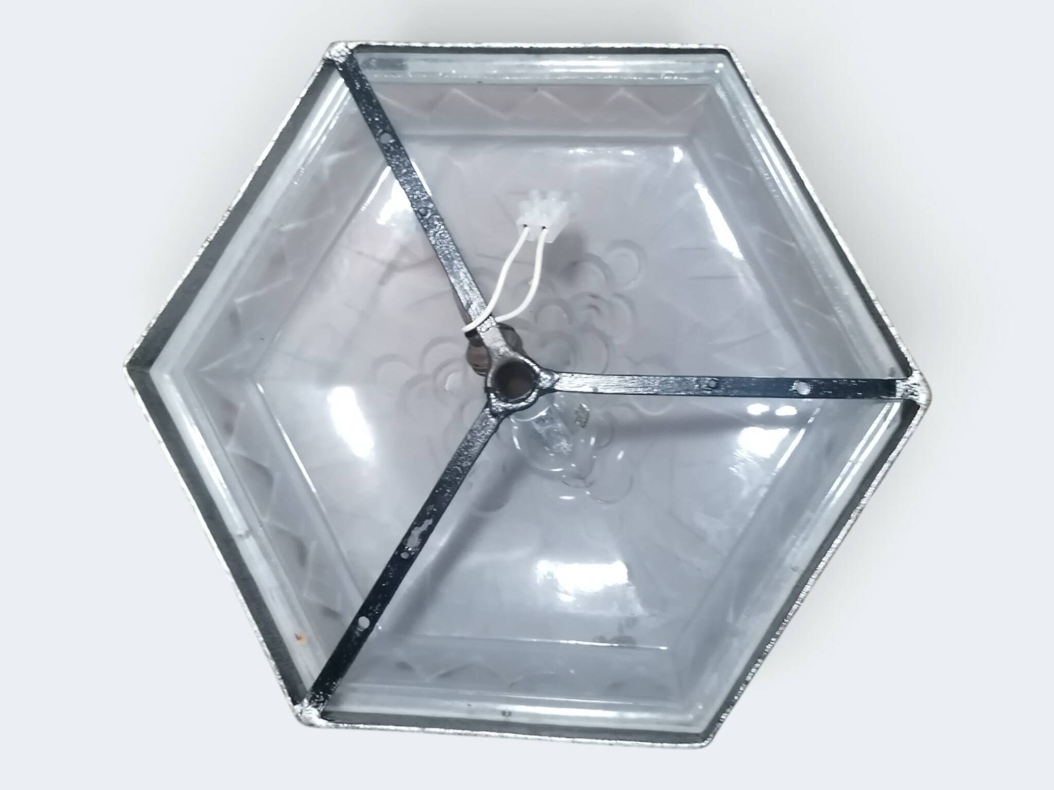 Plafonnier en verre moulé pressé Art déco - Muller Frères