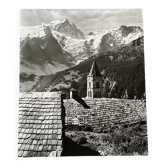Photographie du glacier de la Meije vintage 1970 sur panneau déco montagne