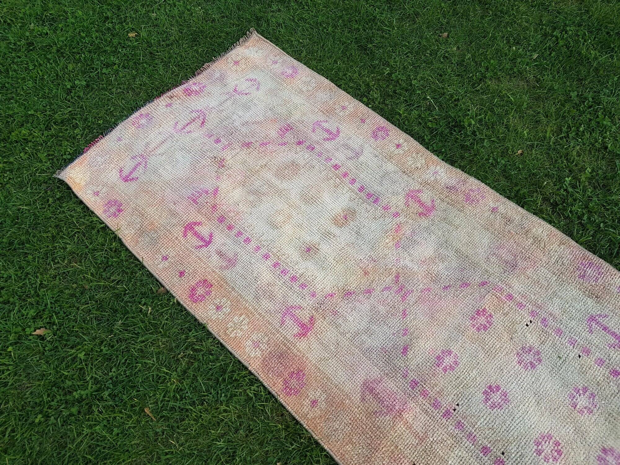 Vintage Turkish hallway rug 84x470 cm