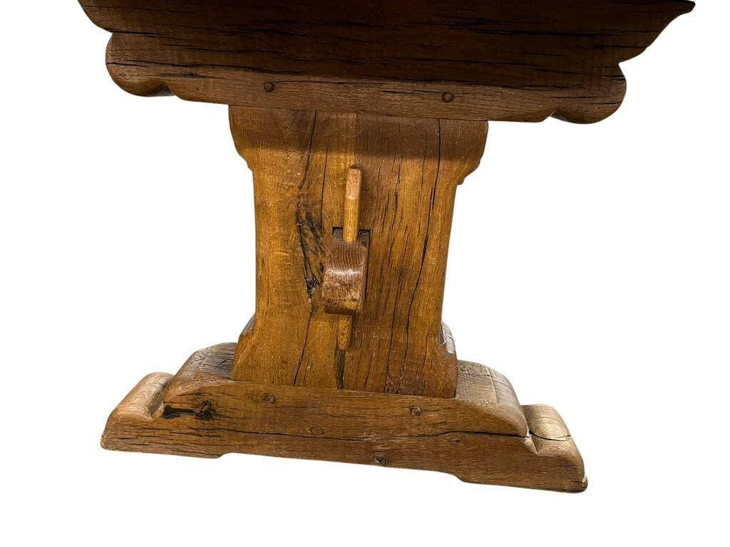 XL vintage brutalist wooden dining table