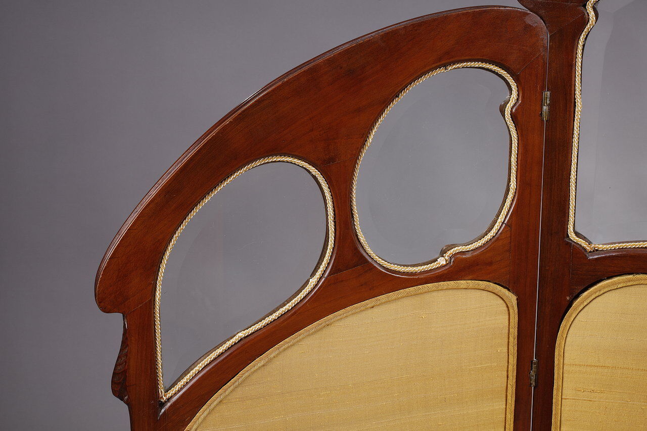 1900 three-leaf mahogany screen by Felix Bernard