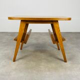 Table d'appoint pied compas années 50 porte livre en bois
