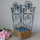 Shabby chic French umbrella stand in metal and woven wicker – storage