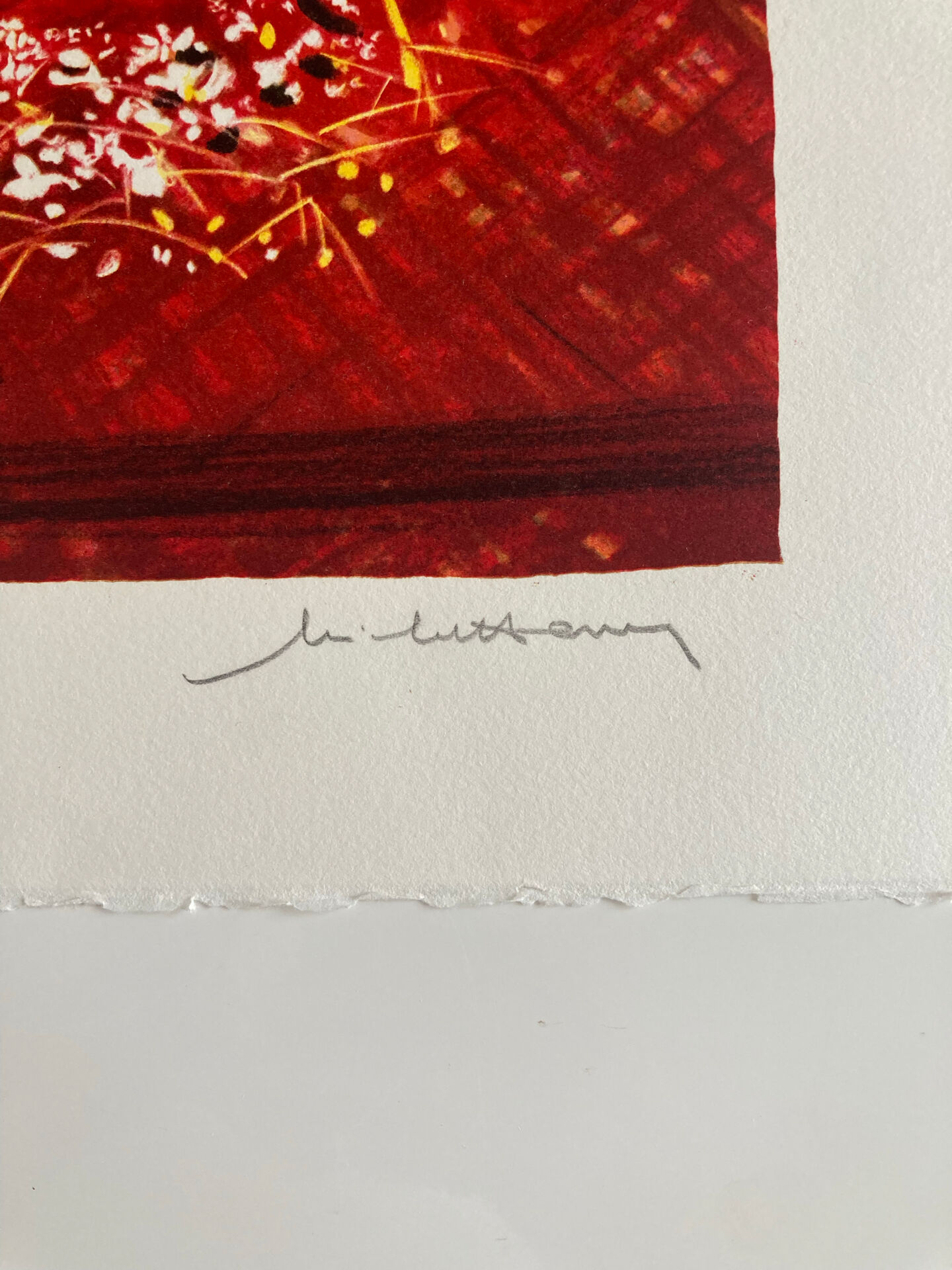 Lithographie (EA) signée Michel Henry - Bouquet Rouge 2005