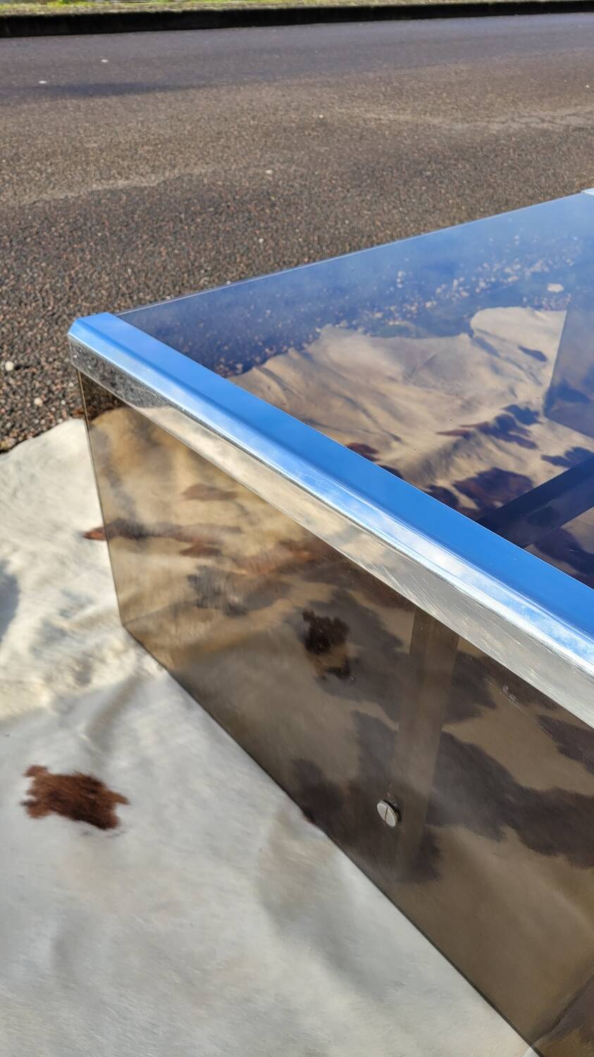Table basse en verre fumé par Galloti et Radice italie , 1970s