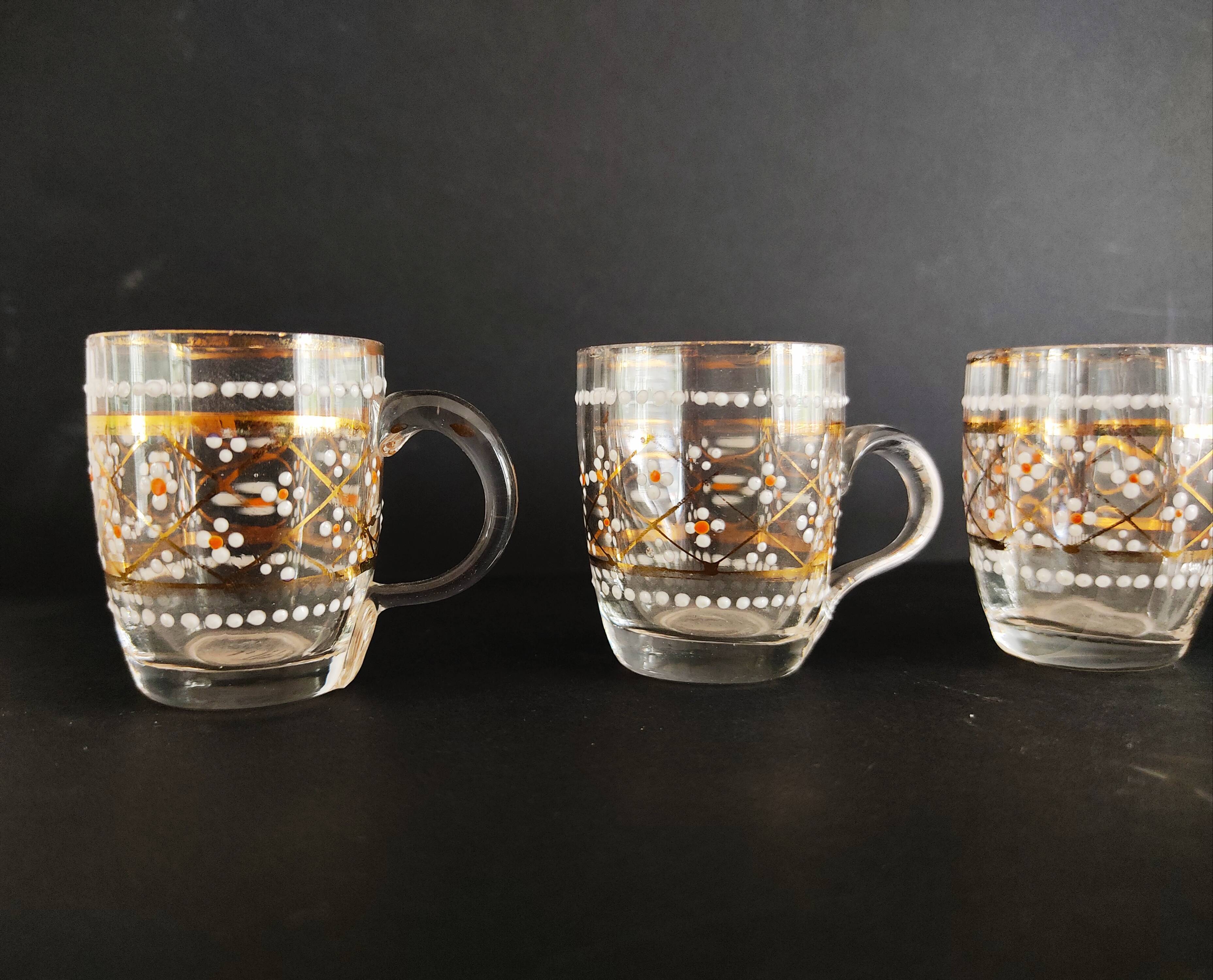 19th carafe liqueur service and 7 glasses