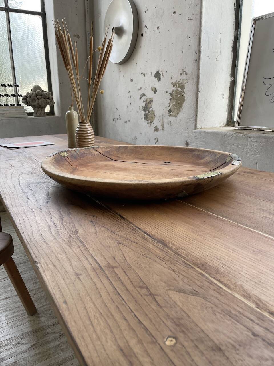 XL round wooden Tuareg dish