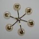 1970s vintage chandelier | Brass, aluminium and glass | 6x E14