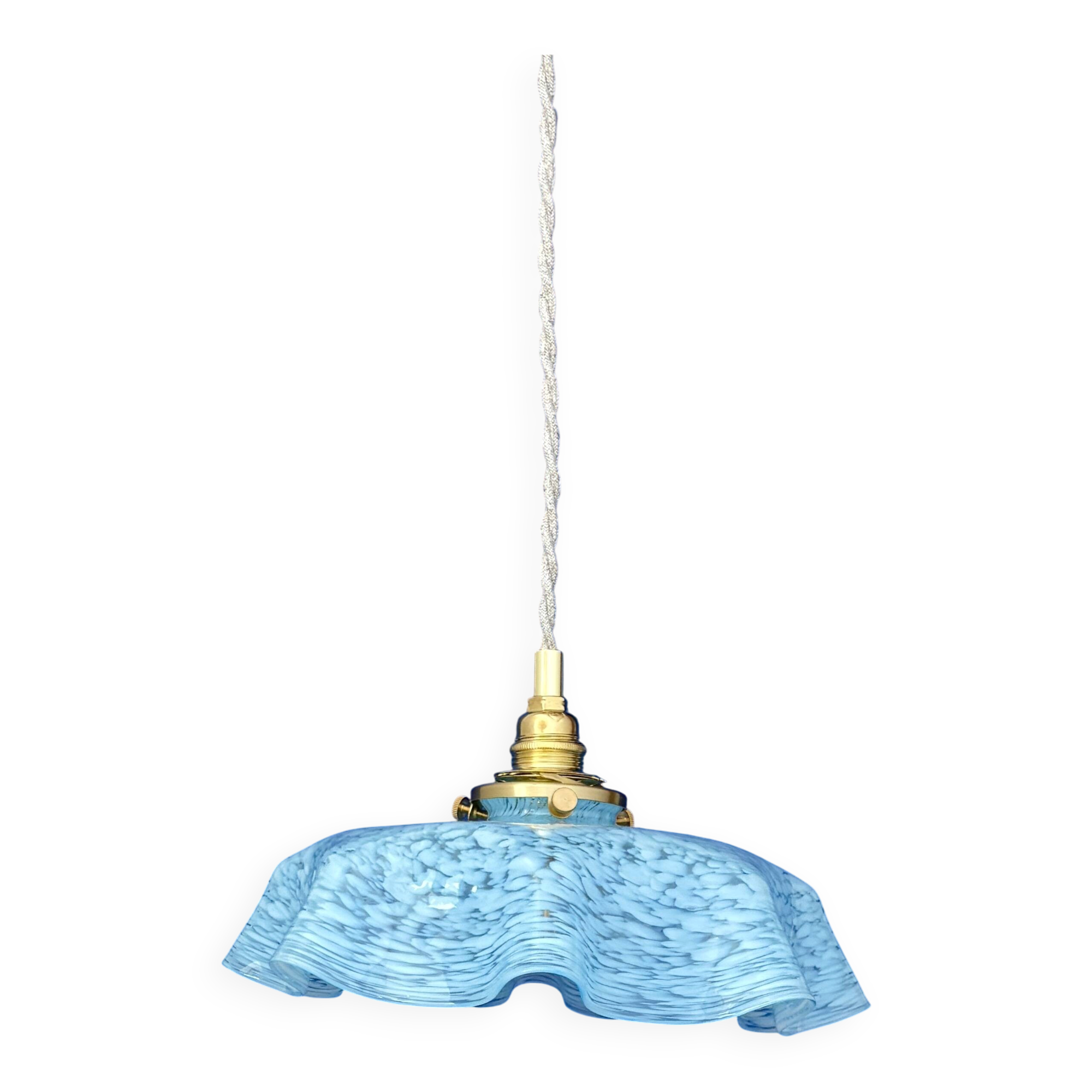 Vintage blue Clichy glass pendant light