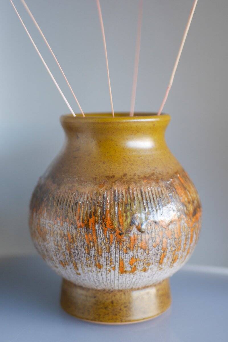 Mid-century Scandinavian modern art pottery vase in ceramic from Tilgmans, Sweden