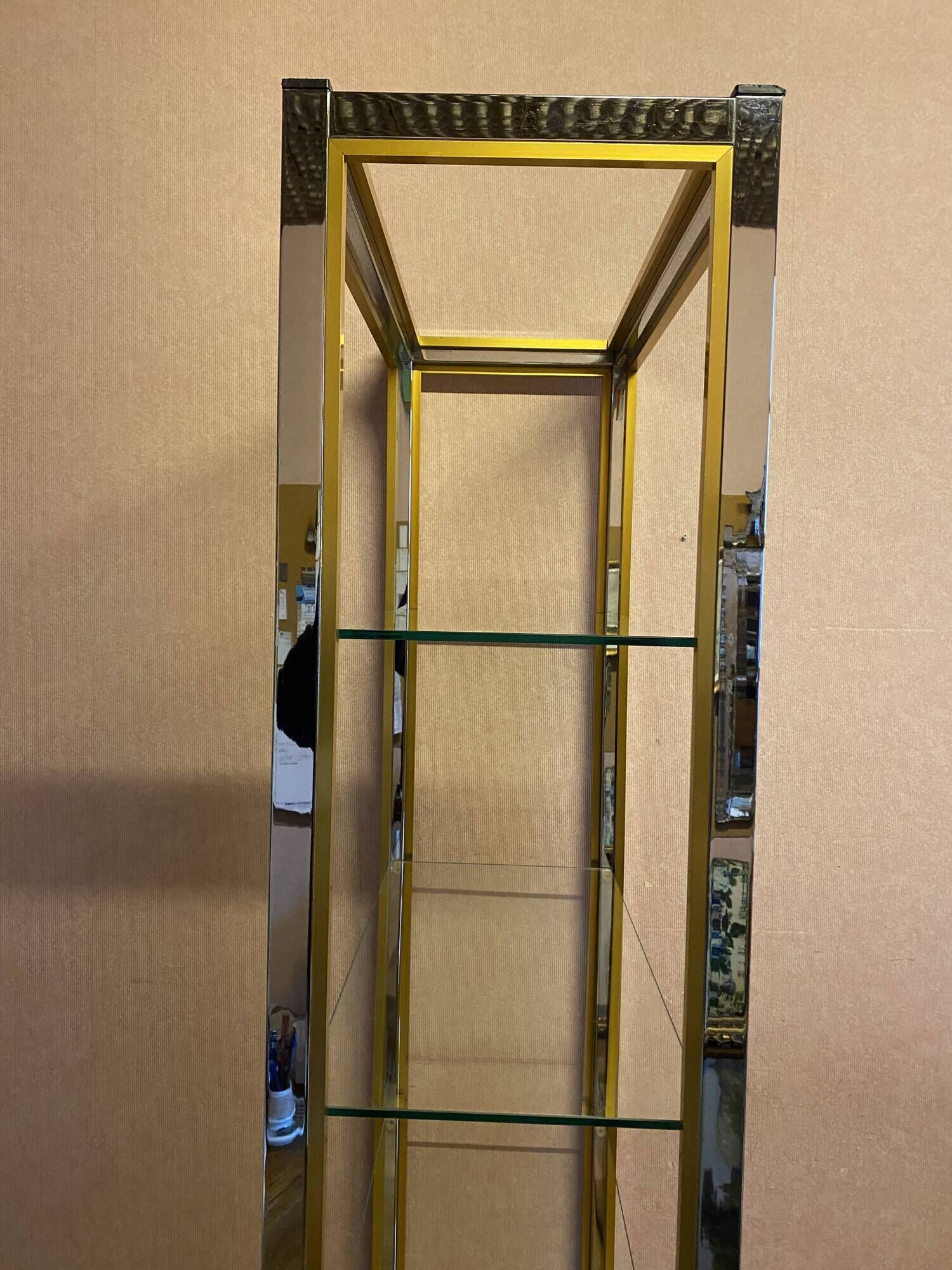 Silver and gold metal shelf, from the 80s.