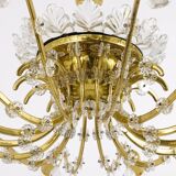 Mid-century floral brass and crystal chandelier by Lobmeyr, 1950s, Austria.