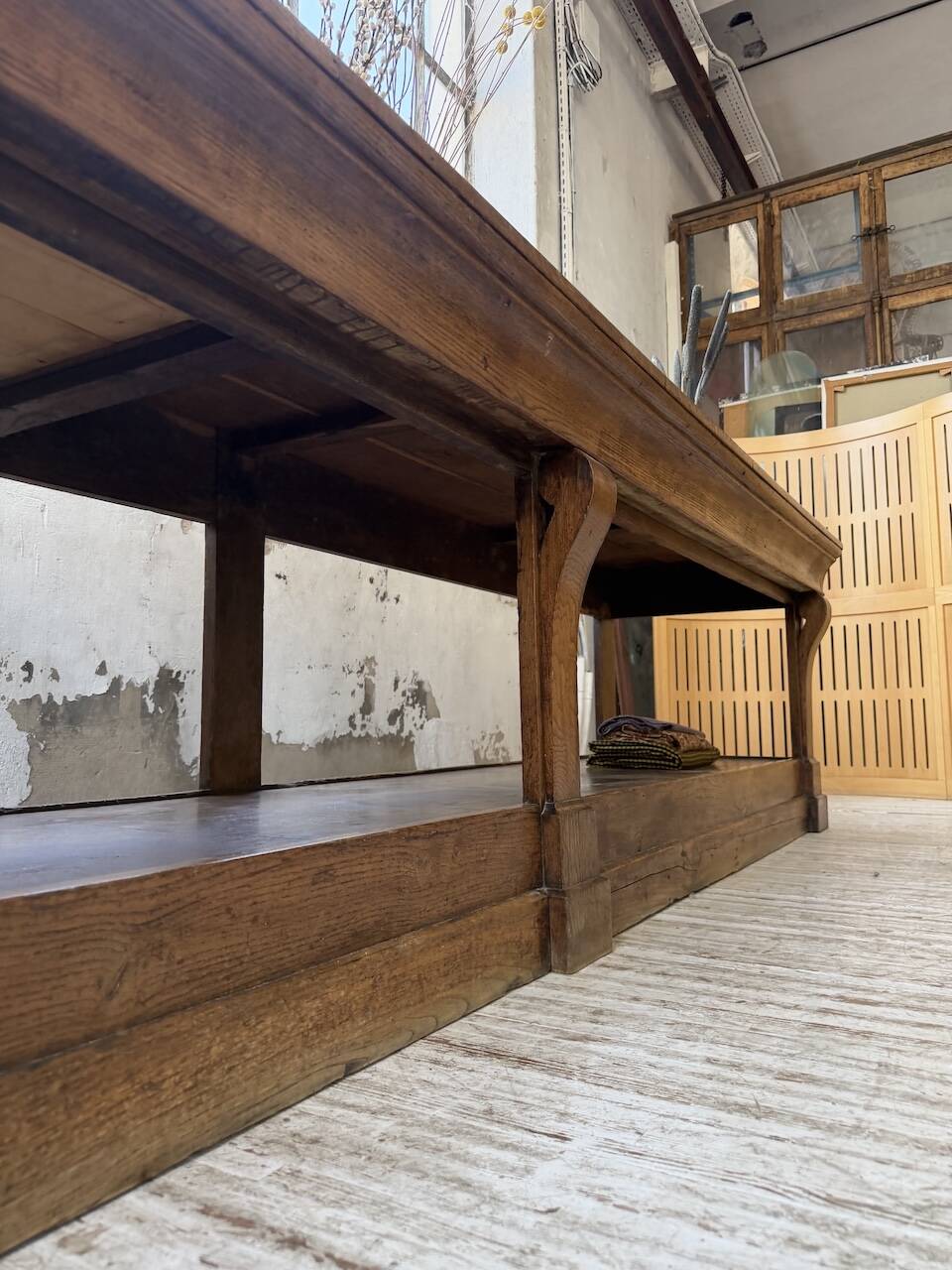 Table de gantier drapière 1900 chêne massif 330cm XL