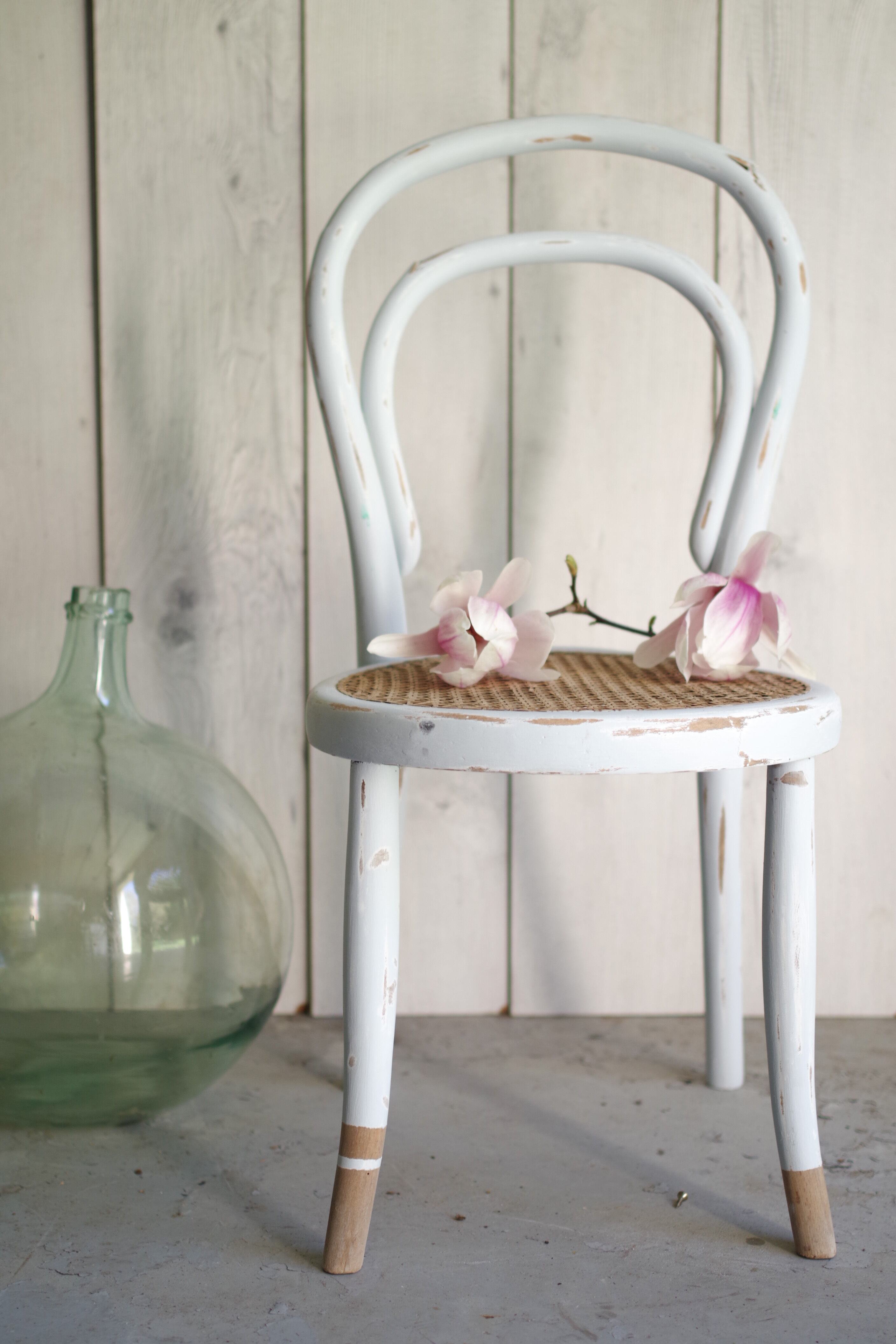 Children's tuna cannage chair renovated in sky blue