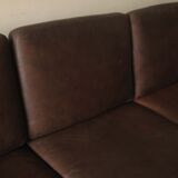 Mid-century danish 3seater sofa in dark brown leather