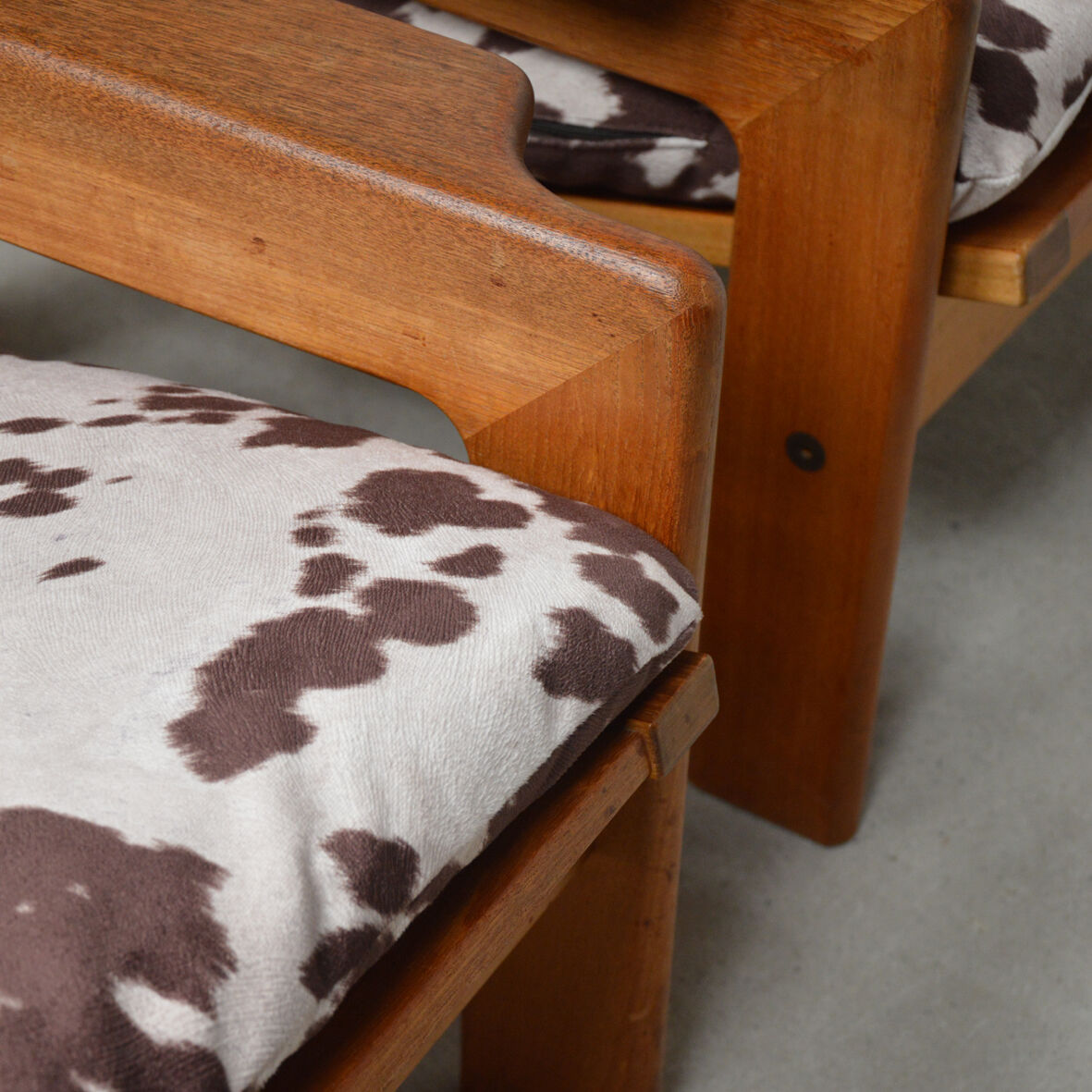 Pair of Danish teak armchairs and footrests, 1960