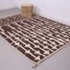Brown Beni Ourain Rug 183 x 246 cm, Handmade Berber Wool Rug, Vintage Style