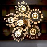 Chandelier gouttes by Venini, 5 arms, murano glass, italy, 1960