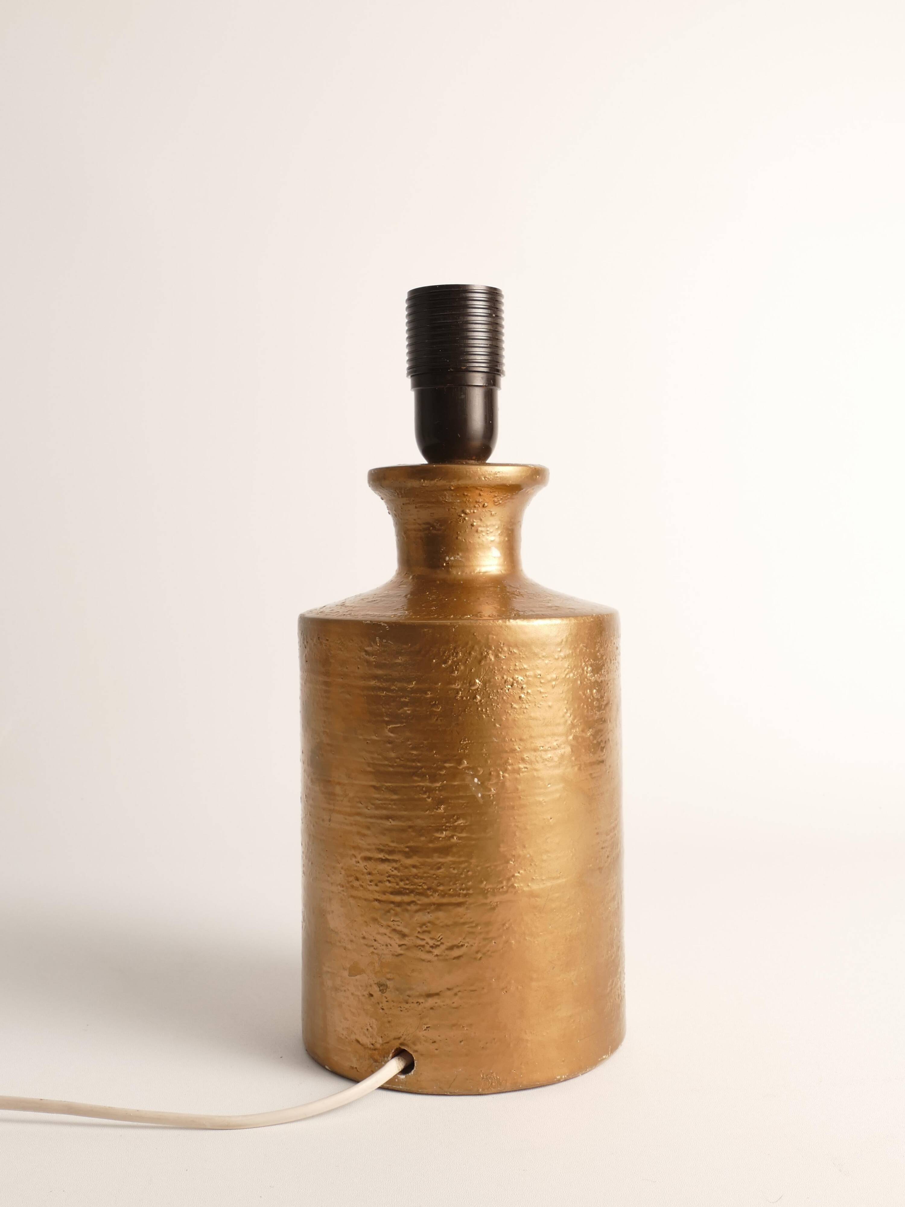 Gold Glazed Ceramic Table Lamp by Bitossi for Bergboms, 1970's