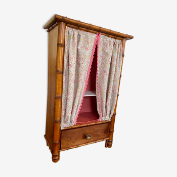 Jouet ancien,  armoire de poupée, Faut bambou