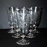 Set of 6 beer glasses verrerie portieux bocks bistrot acid etched 1920-1930