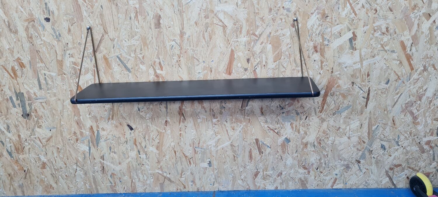 Scandinavian brass and teak shelf