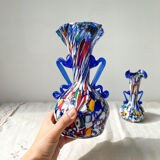 Blue glass vases by Murano Fratelli Toso made in Italy 1920