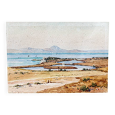 Aquarelle signée Michèle Cortegiani, paysage de Sicile
