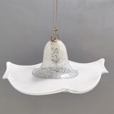 Postmodern white murano glass pendant marked la murrina, italy 1980s