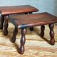 Pair of vintage solid turned wood footstools