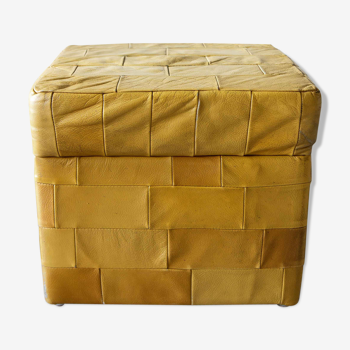 Leather patchwork chest pouf 1970