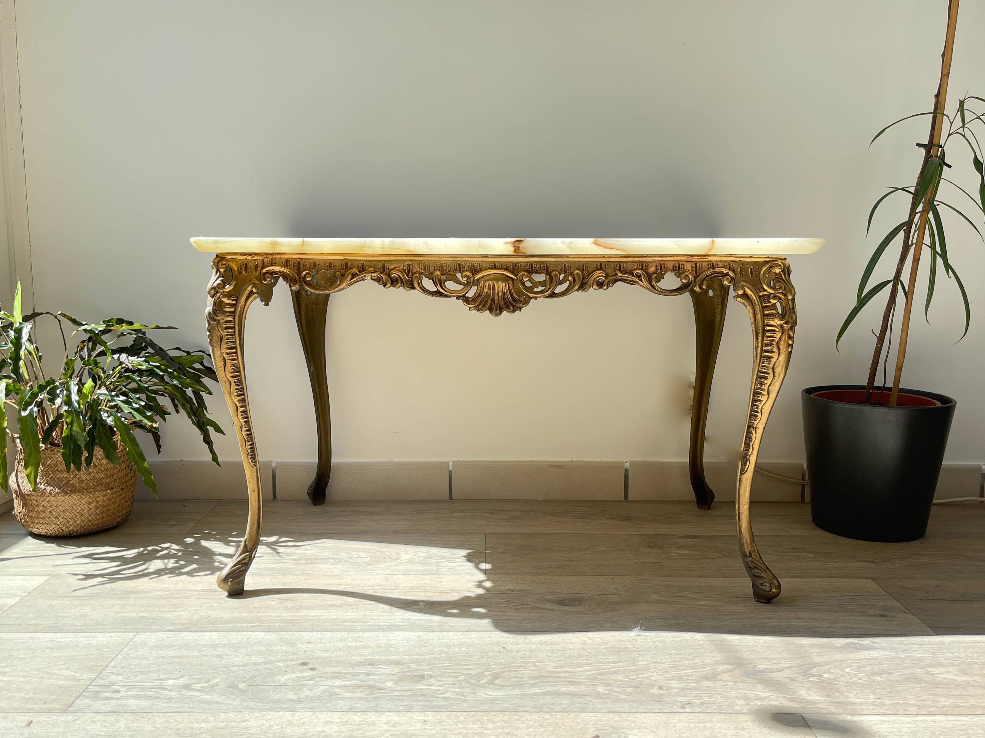 Table basse en marbre et bronze vintage