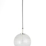 Small chrome Limburg pendant light with glass ball, Germany, 1970s.