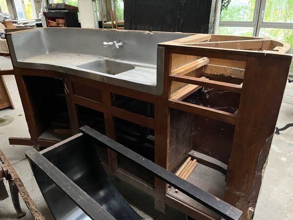 Bar des années 50 en chêne et Formica