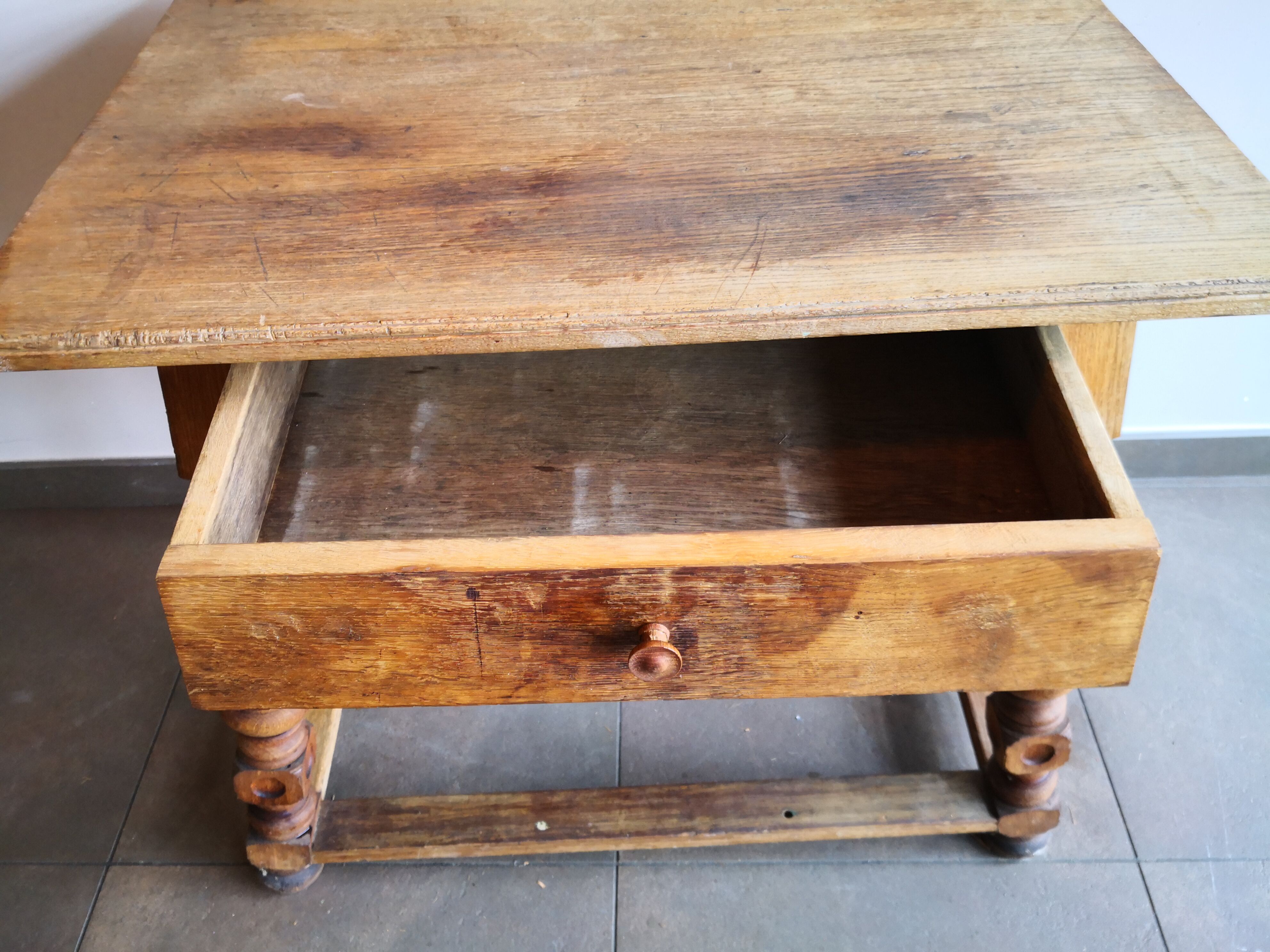 Old country desk feet turned