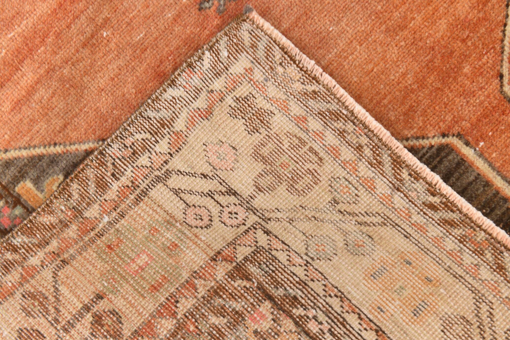 3x11 Red & Beige Oriental Vintage Runner Rug, 107x336Cm