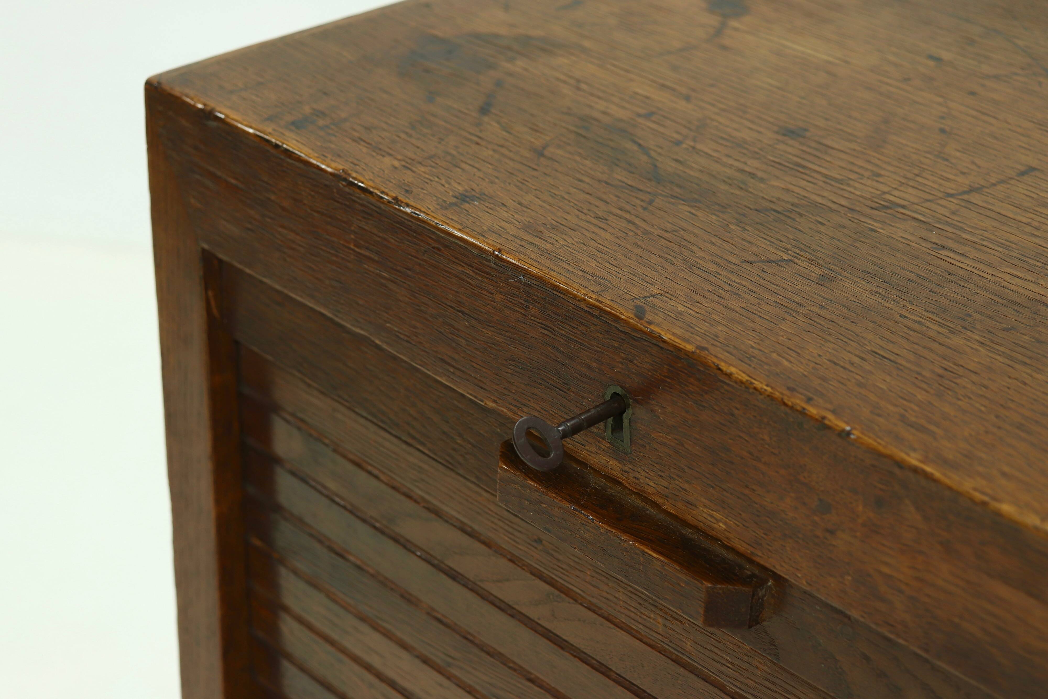 Amsterdam School Art Deco Tambour Door Cabinet 1920s