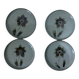 Set of 4 genuine stoneware plates - France