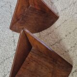 Pair of small wooden corner shelves, circa 1950