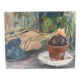 Tableau vintage années 70 nature morte à l’oignon