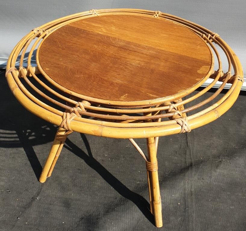Bamboo and rattan side table