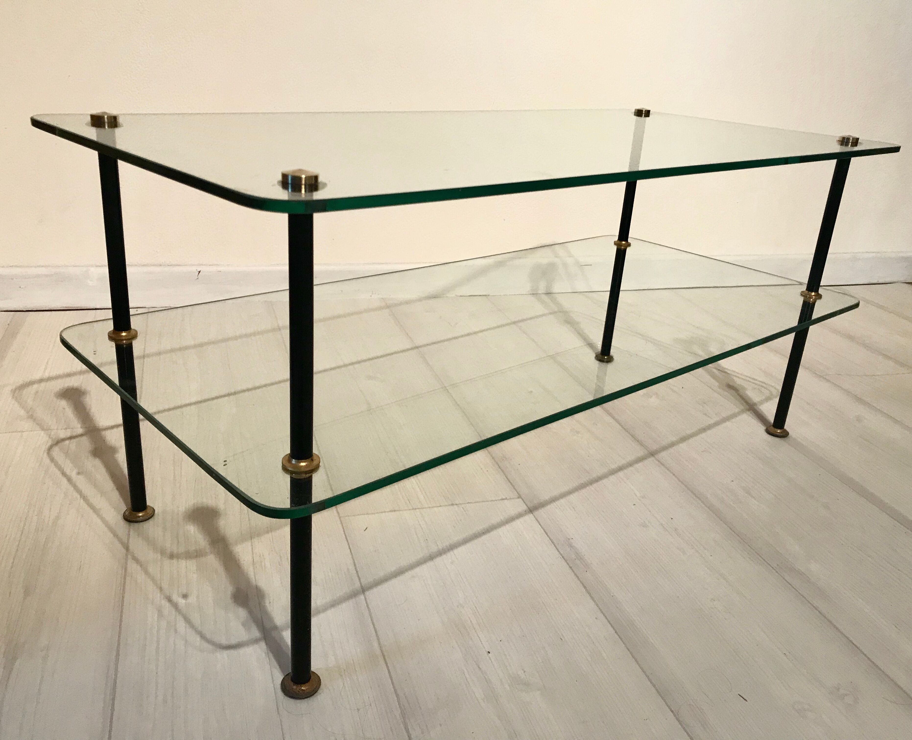 60s glass coffee table